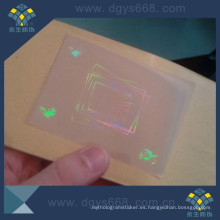 Película transparente de holograma utilizada en la tarjeta